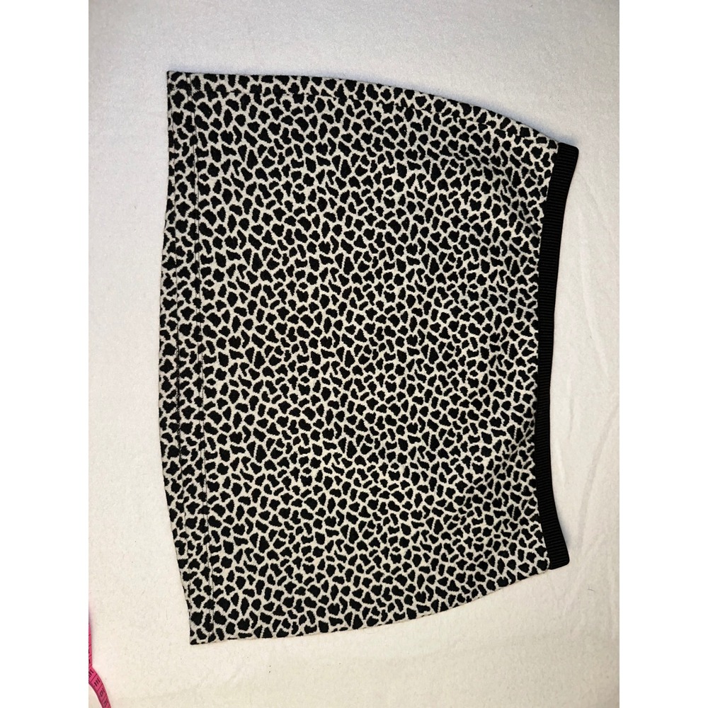 Express Animal Print Mini Skirt Black White Knit Bodycon Ribbed Waist Size M